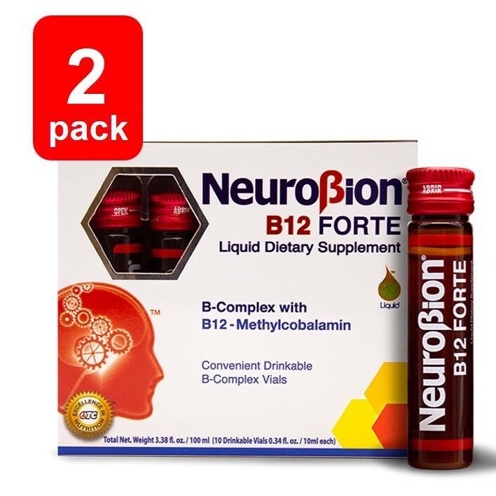 2 PACK – NEUROBION – B12 FORTE – LIQUID DIETARY SUPPLEMENT – 10 VIALS