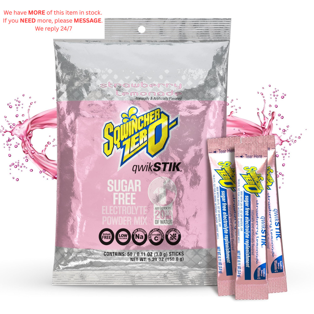 Sqwincher Zero Qwik Stik, 0.11 Ounce (Pack of 50), Strawberry Lemonade
