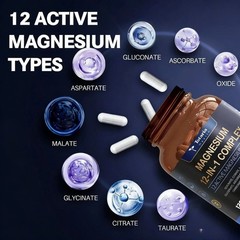 2 Pack Magnesium Complex – 12 Active Magnesium Types/Sleep Muscle Nerve Support/