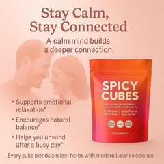 Spicy Cubes Hot Peach Gummies with Chili, Maca Root Vegan 30 Count