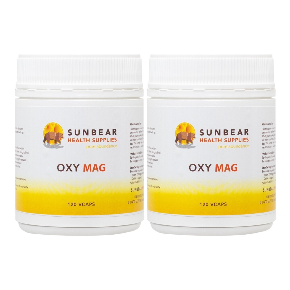 Oxy Mag Powder x 2 – Oxygenated Magnesium Intestinal Cleanse-120 Caps-Oxycleanse