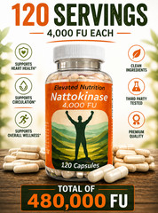Elevated Nutrition 120 servings of Nattokinase 4,000 FU Capsules