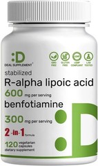 R Alpha Lipoic Acid 600Mg with Benfotiamine 300Mg per Serving, 120 Veggie Capsul