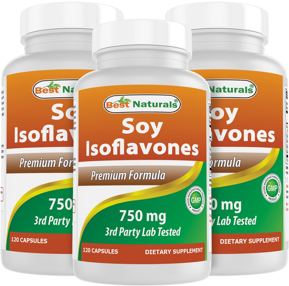 3 Pack Best Naturals Soy Isoflavones 750 mg 120 Capsules