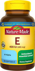 Nature Made Vitamin E 400 IU 180mg Antioxidant Skin Support 180 Softgels