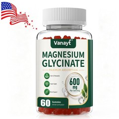 Magnesium Glycinate 600mg – 60 Gummies For Sleep, Stress Relief Support Bone
