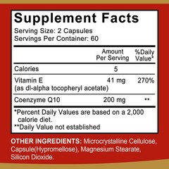 Coq10 200mg With Vitamin E Heart Energy Support,Sugar Free,30/60/120 Capsules