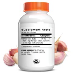 Odorless Garlic Oil Softgels – Antioxidant Cholesterol and Immune Support Sup…