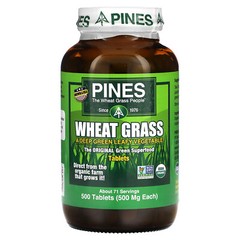 Pines International Organic Wheat Grass 500 mg 500 Tablets Gluten-Free, Non-GMO,