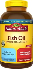 Fish Oil Omega 3, 1000mg Softgels – 250 Count for Healthy Heart