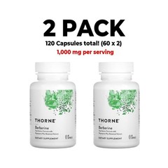 2 Pack Thorne Berberine, 1,000 mg Per Serving (500 mg Per Capsule), 60 Capsules