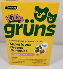 Gruns Kids Organic Superfood Greens Multivitamin Gummies 12 Ct EXP 05/2027