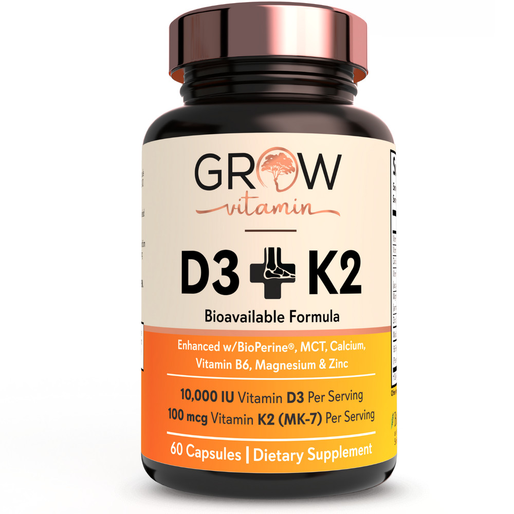 Vitamin K2 (MK7) with D3 10,000 IU Supplement, BioPerine Capsules, Immune Health