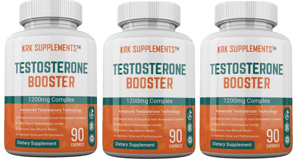 3 Bottle Testosterone Booster Chrysin Low Test Boost Natural Tribulus Terrestris