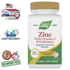 Zinc Citrato y Gluconato 23mg con Vitamina C y Equinácea 60 Pastillas