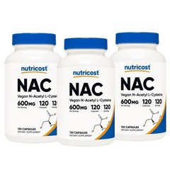 3 bottles Nutricost NAC 600mg N-Acetyl L-Cysteine 120 Vegan Capsules NEW