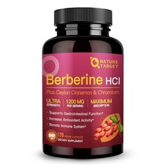 NATURE TARGET Berberine HCl 1200mg Supplement with Cinnamon, Chromium – Immune