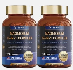 2Pack Totaria Magnesium 12 in 1 Complex 700mg – Glycinate Citrate Malate Taurate