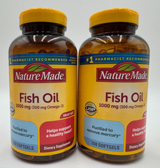 Nature Made 1000mg Fish Oil 250 Softgels, EXP: 10/28 – LOT OF 2