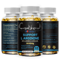 L-Arginine 60 Nitric Oxide,Testosterone Booster,Energy Support Capsules 3000 mg