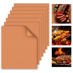 WIBIMEN Grill Mats for Outdoor Grill, Copper 7pcs Grill Mat, 100% Non-Stick P…