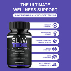 (5 Pack) Slimtide Advanced Health Management Capsules, Slim Tide (300 Capsules)