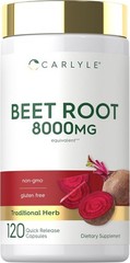 Beet Root Capsules 8000mg, 120 Count, Non-GMO & Gluten Free