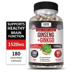 Ginkgo Biloba + Ginseng Extract 180ct Red Panax Focus Brain Memory Metabolism