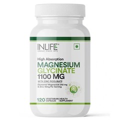 INLIFE Magnesium Glycinate For Muscle, Sleep, Nerves & Immunity, 120 Veg Caps
