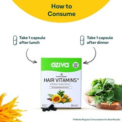 OZiva Plant Based Hair Vitamins(with Biotin & Iron)for Hair Regrowth |Hairfall C