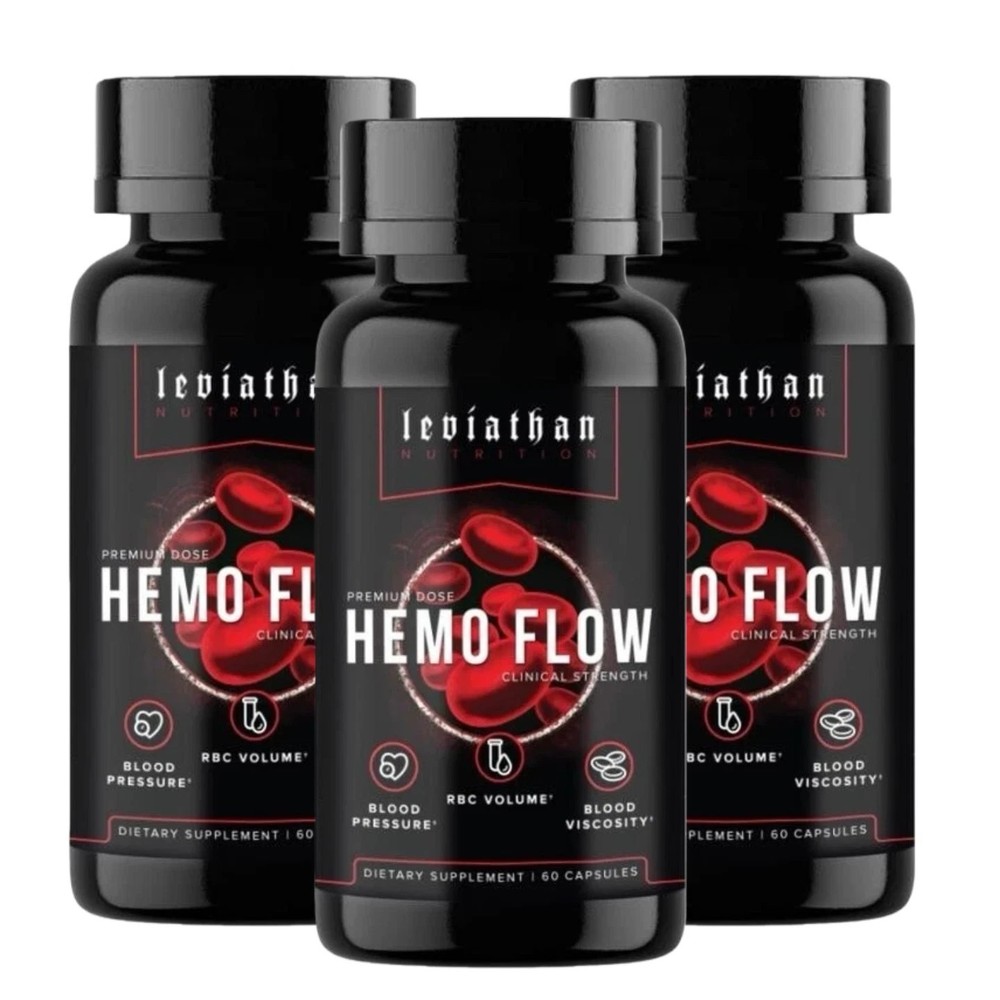 3Pcs-Leviathan Nutrition Hemo Flow Supplement Nattokinase with forNitric Oxide+