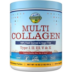 Terranics Multi Collagen Peptides Powder, Type I II III V 1 Pound (Pack of 1)