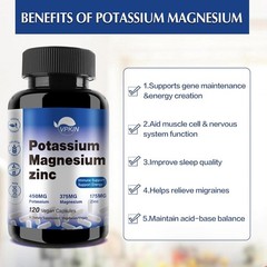 Magnesium Potassium Zinc Potassium Suppor, Aspartate Magnesium Supplement 1000mg
