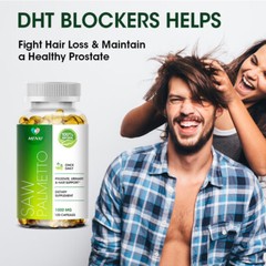 Saw Palmetto 2500Mcg DHT Blocker Hair Growth Supplement, 60 ct for Men and Women