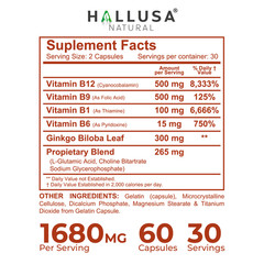 HALLMEMORY – Brain Health – Mental Concentration – Focus Function 60 Caps