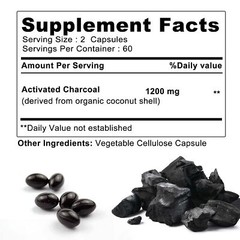 Activated Charcoal 1200mg – Highly Absorbent Detox Cleanse, Digestive Health