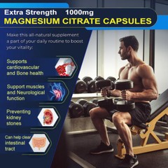 Magnesium Citrate Capsules 1000mg Per Serving – Highest Potency 240 Capsules