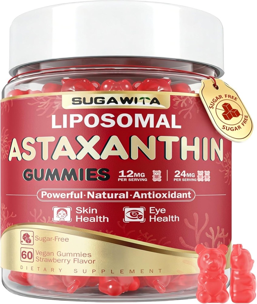 SUGAWITA Astaxanthin 12mg 24mg Gummies, Astaxanthin Supplements for Women & Men