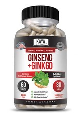 (2 Pack) Ginseng + Ginkgo for Brain Function, Blood Flow, Anti Inflammatory