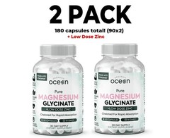 2 PACK-Organics Ocean Pure Magnesium Glycinate with Zinc, 90 Capsules, Chelated