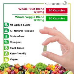 Superfood MD Fruits & Veggies Supplement – Whole Food 90 Count (Pack of 2)
