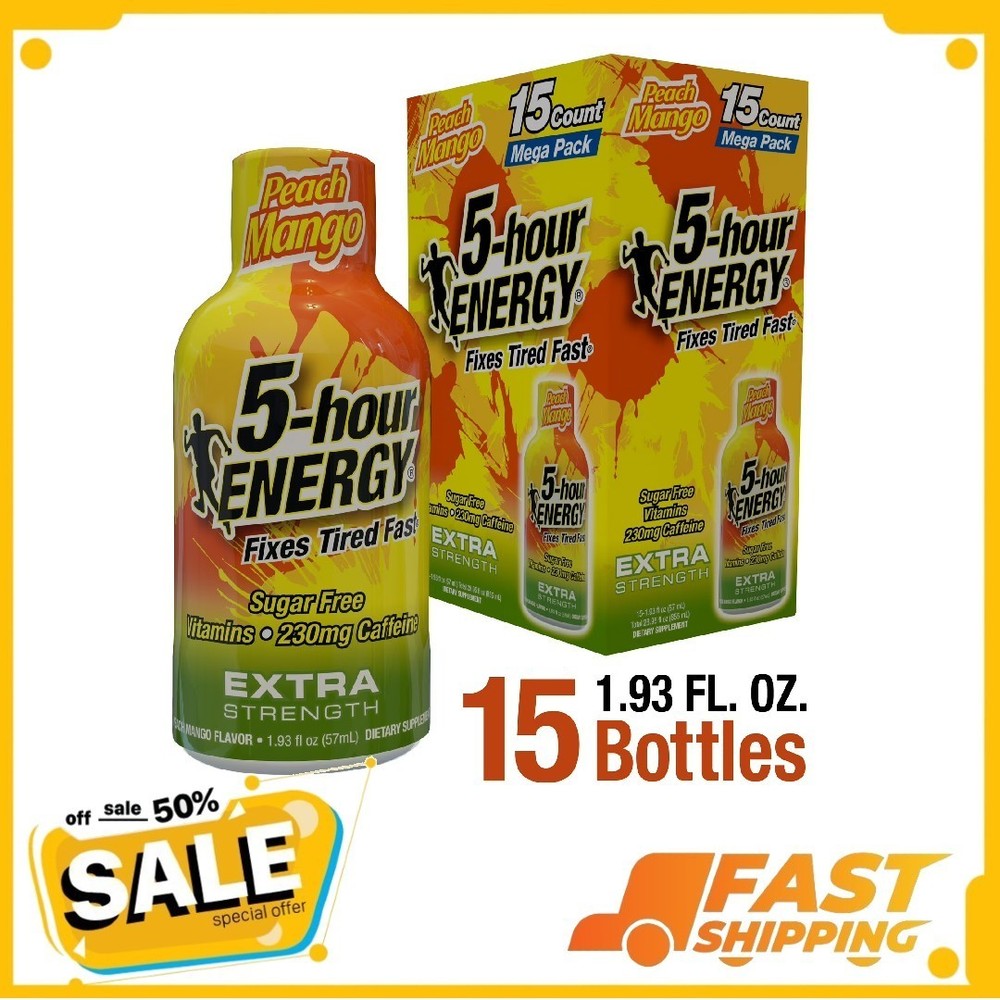 5-hour ENERGY Shot, Extra Strength, Peach Mango, 15 Count