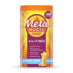 Metamucil 4-in-1 Psyllium Husk Fiber Supplement Sugar-Free Orange 180 tsp
