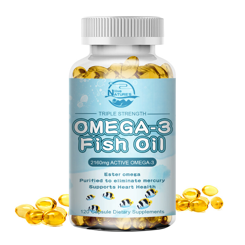 omega 3 fish oil capsules 3x strength 2160mg epa & dha, highest potency 120 New