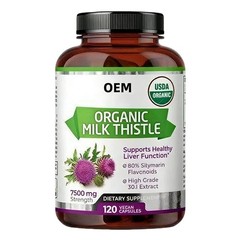 Advanced Organic USDA Milk Thistle 7500mg 120 Vegan Caps 80% Silymarin Liver Cle