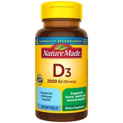 Nature Made Vitamin D3 2000 IU 90 Softgels Bone Muscle Immune Health Support