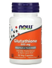 NOW Foods Glutathione 500 mg 30 Veg Caps Free Radical Neutralizer Exp 6/2028 NEW