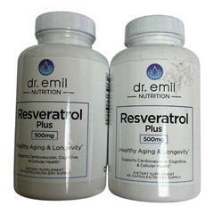 LOT OF 2 Dr. Emil Resveratrol Plus Dietary Supplement 500 mg 60 Capsule EXP07/25