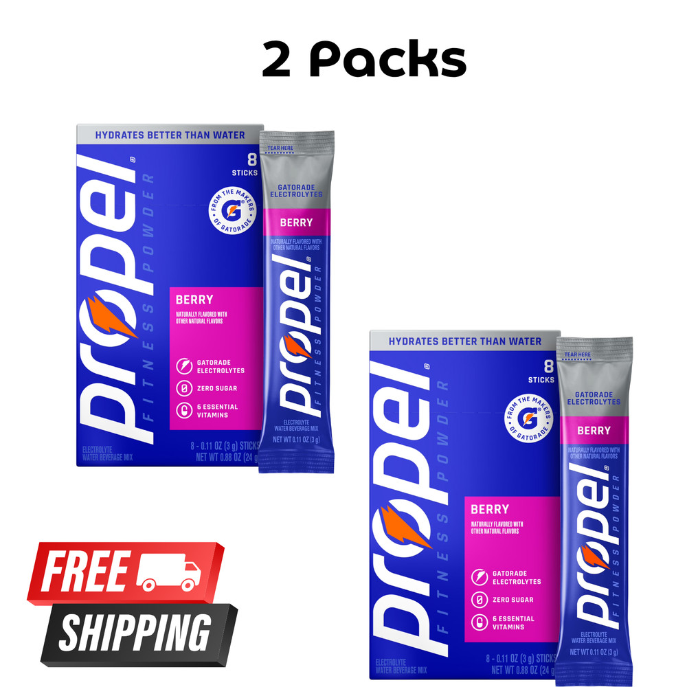 Propel Zero Sugar Berry Electrolyte Drink Mix Packets 8 Count 0.11 oz-free ship*