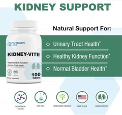Puregen Labs Kidney-Vite | Premier Kidney, Renal Support 100 Tablets 1 pk